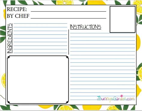 Free Printable Recipe Cards For Kids