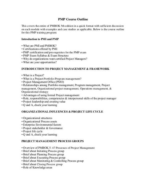 Eduvolks PMP Training - Course Outline