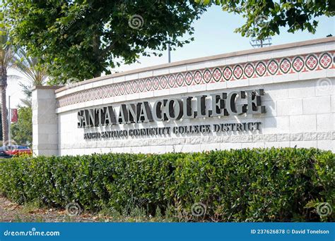 Santa Ana College sign editorial stock photo. Image of public - 237626878