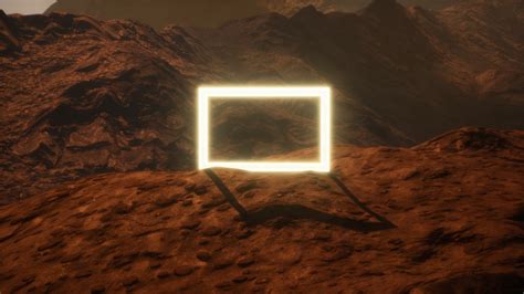 Neon Portal on Mars Planet Surface With Dust Blowing 6190034 Stock