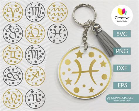 Zodiac Key Ring SVG Bundle Creative Vector Studio