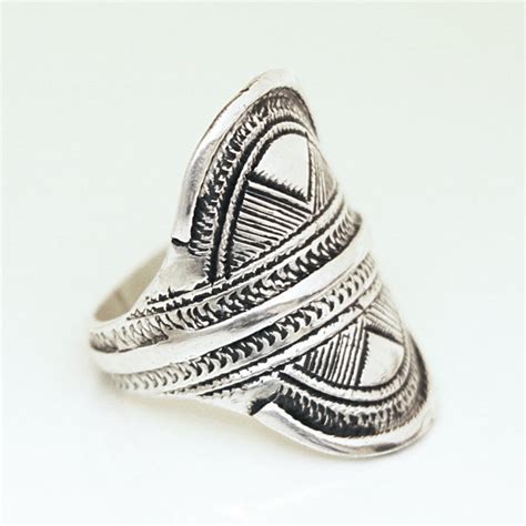 Bijoux ethniques touareg bague en argent 925 homme femme bandeau gravée