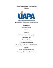 Tarea De Psicolinguistica Pdf Universidad Abierta Para Adultos Uapa