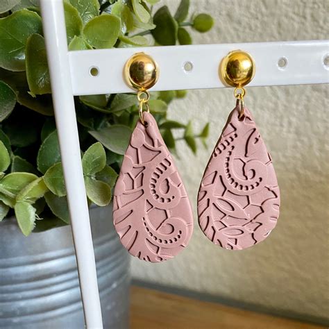 Teardrop Lace Polymer Clay Earrings Etsy