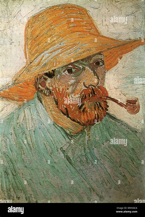 Self Portrait With Pipe And Straw Hat Hi Res Stock Photography And