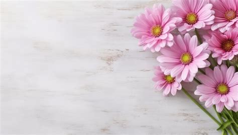 Premium AI Image | Pink flowers on a white marble background