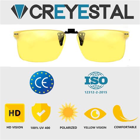 CREYESTAL Clip Lunettes Conduite de Nuit Polarisées Anti Eblouissement