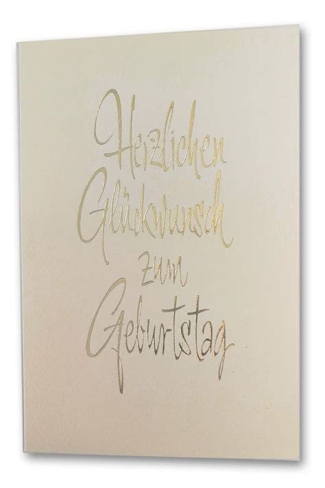 Cremefarbene Glückwunschkarte zum Geburtstag mit Goldfolienprägung