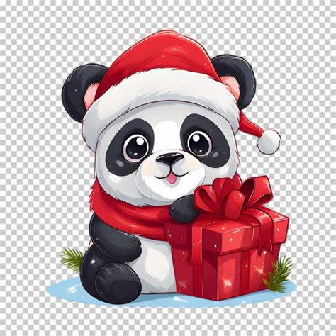 Ilustraci N Del Personaje De Panda De Navidad Aislado En Un Fondo