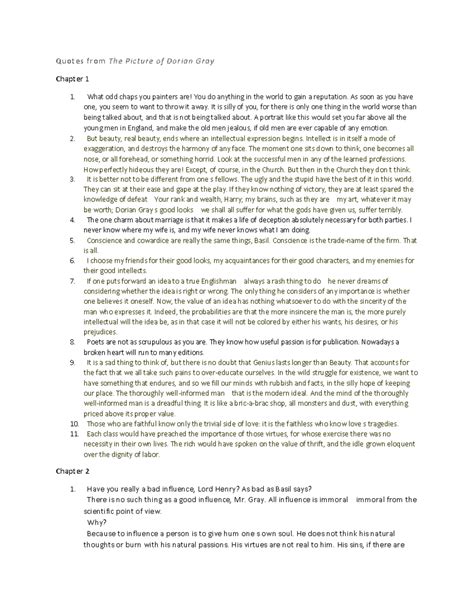 Dorian Gray Quotes Analysis: Key Insights from Chapters 1-11 - Studocu