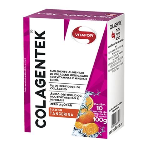 Colagentek Colágeno Tangerina 10 Sachês 100g Vitafor