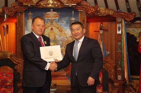 Ijf President And The President Of Mongolia Exchange Awards