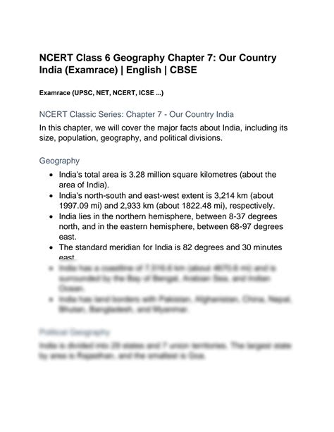 Solution Examrace Upsc Net Ncert Icse Ncert Class Geography Chapter