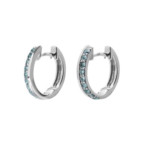 9ct White Gold Blue Topaz Huggie Hoop Earrings Online Only Goldsmiths