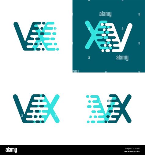 Vx Letters Logo With Accent Speed Green And Blue Stock Vector Image