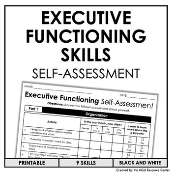 Executive Functioning Skills | Student Self-Assessment | TPT