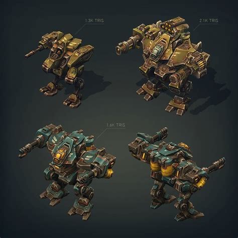 D Model Mech Constructor Light And Medium Robots Vr Ar Low Poly