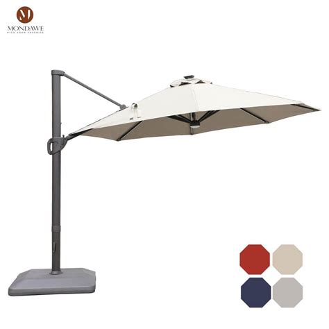 Mondawe Ft Aluminum Solar Led Patio Cantilever Umbrella Outdoor