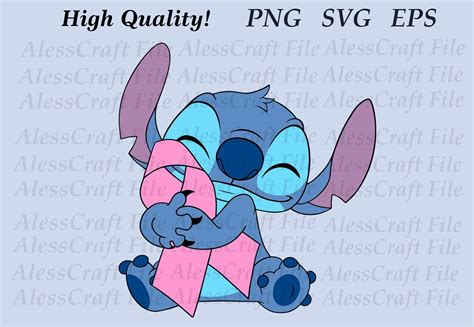 Stitch Holding Ribbon Breast Cancer Svg Eps Png Files Etsy