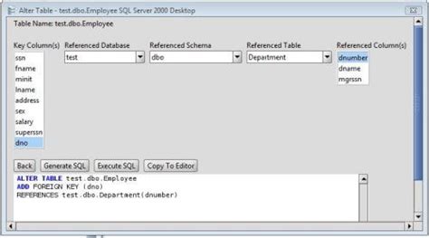 Ms Sql Server Add Foreign Key To Ms Sql Server Database Tables Via The