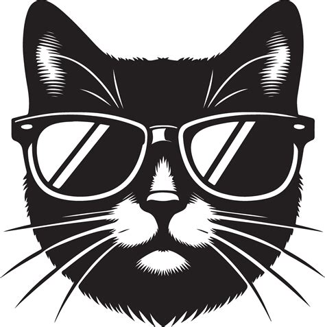 cat with sunglasses , black color silhouette, 44800582 Vector Art at Vecteezy