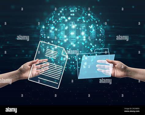 Hand Holds Virtual File And Folder The Concept Of Rapid Information