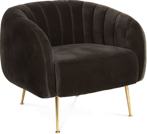 A Black Chair With Gold Legs On A White Background