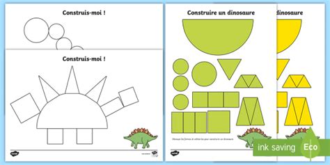 Feuilles D Activit S Construire Un Dinosaure En Figures Planes