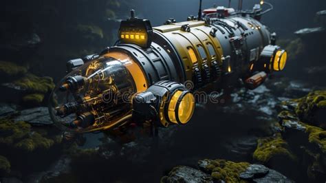 Futuristic Submarine Underwater Exploration Stock Image - Image of ...