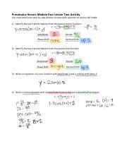 Precalculus Honors Module Four Lesson Two Activity Pdf Precalculus