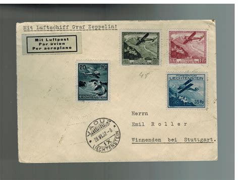 Lichtenstein Graf Zeppelin Lz Cover To Germany C C C C