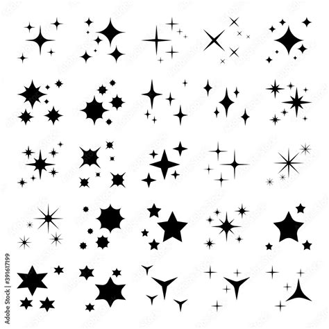 Shiny sparkles silhouettes. twinkle star particles, glitter sparkles ...