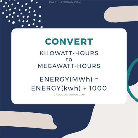 Convert From Kilowatt Hours To Megawatt Hours