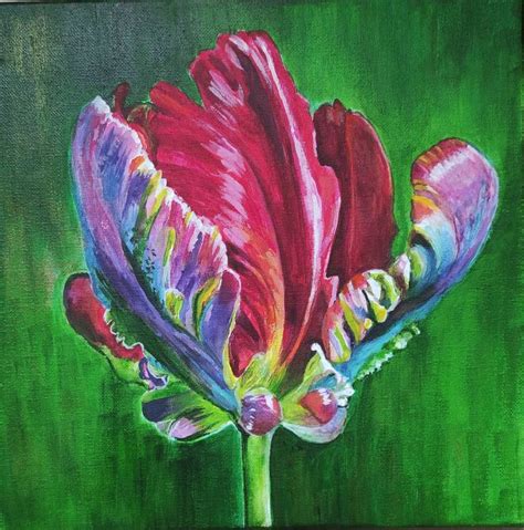 Parrot Tulip Painting By Inga Jelisejeva Saatchi Art