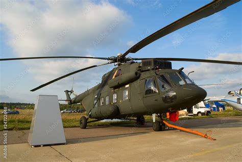 Black Mil Mi-17 helicopter on the aerodrome Stock Photo | Adobe Stock