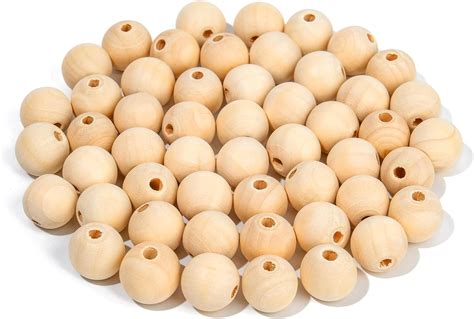 HOLDLEAF 18 Mm 50 Pcs Holzperlen NaturHolzkugeln Mit LochRunde