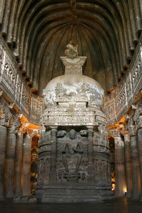 Inside Ajanta Cave 26 Maharashtra India The Art Of The Ajanta Caves Are Considered