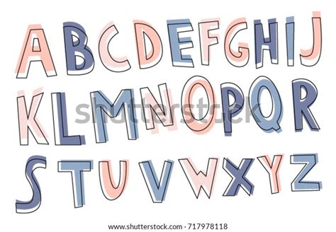 Hand Drawn Decorative Alphabet Capital Letters Stock Vector Royalty