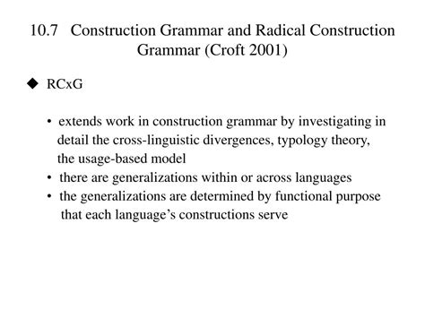 PPT Constructions At Work By Adele E Goldberg Chapter 10 Variations