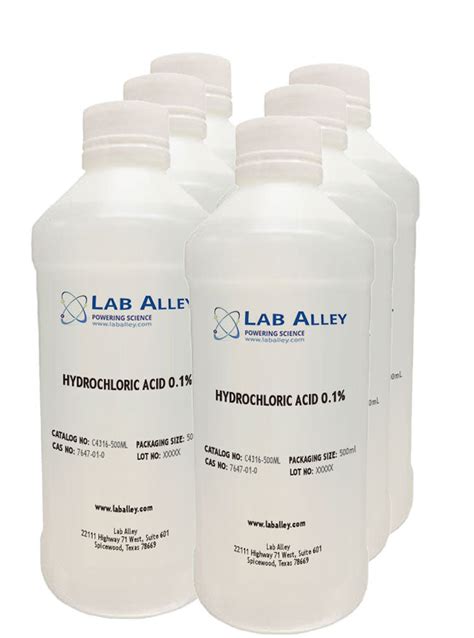 Buy Hydrochloric Acid 0 1 Solution Lab Grade 20 Bulk Sizes Lab Alley