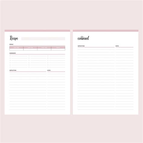 Printable Blank Recipe Template | Instant download PDF | A4 & US Letter – Plan Print Land