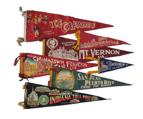 Vintage Pennants Felt Pennant Wall Hanging Souvenir Flags Etsy Felt