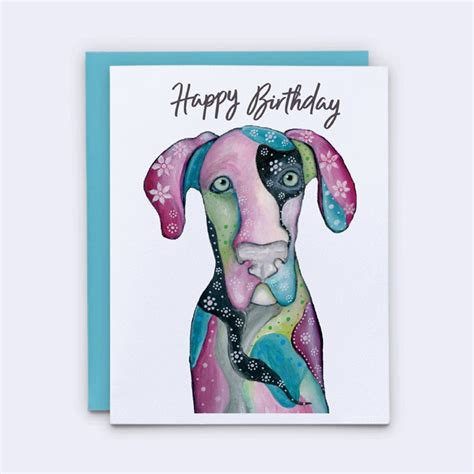 Animal Birthday Card Great Dane Birthday Card Dog Birthday Etsy