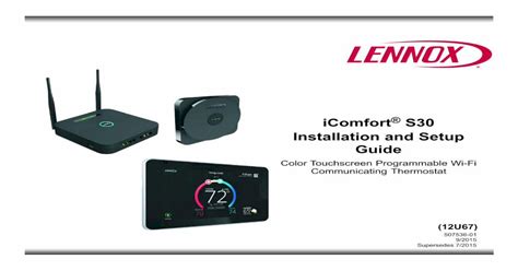 Pdf Icomfort S30 Installation And Setup Guide Lennox · Icomfort® S30 Installation And Setup