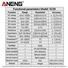 Aneng Sz Telt Multimeter Smart Manual Range Meter Ncv Ac Dc Ohm