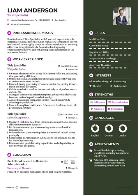 title specialist resume samples templates