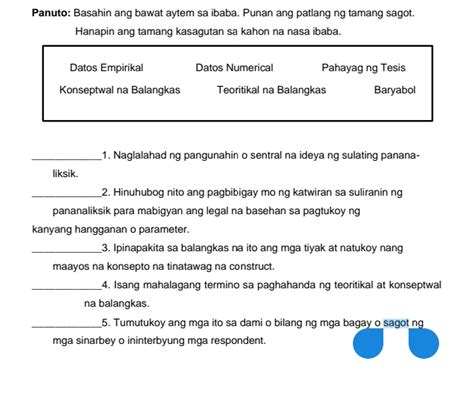 Panuto Basahin Ang Bawat Aytem Sa Ibaba Punan StudyX