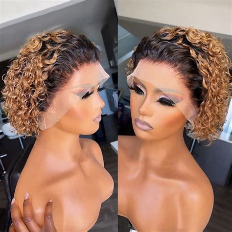 Buy Sizifee Short Curly Lace Front Wigs Human Hair 13x1 Pixie Cut Short