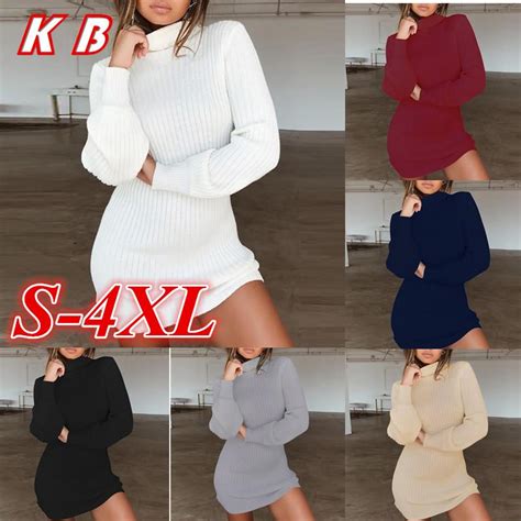 Buy Womens Fashion Autumn Winter Casual Long Sleeve Jumper Turtleneck