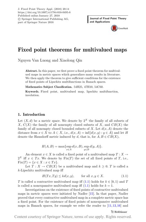 Fixed Point Theorems For Multivalued Maps Request PDF